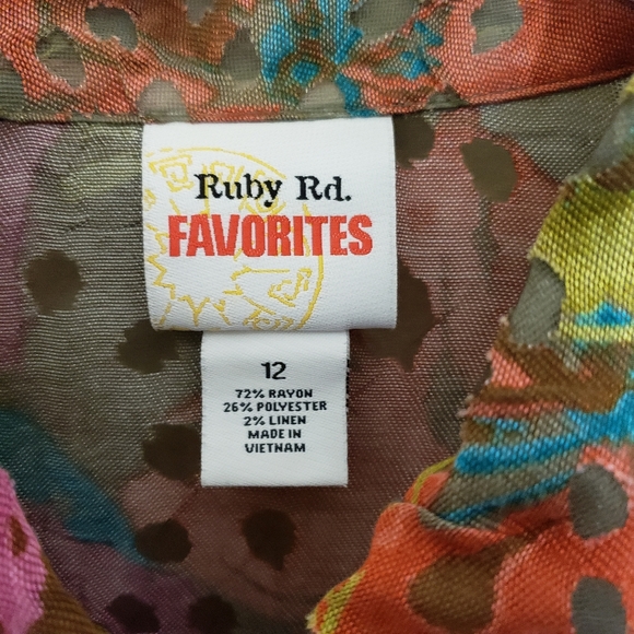 CT186a Ruby Rd. Favorites Multi-color Button-down Shirt Size 12 - Picture 5 of 5